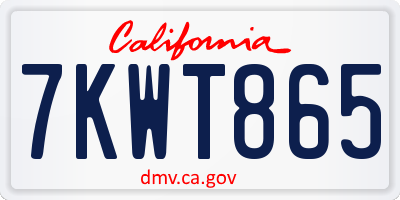 CA license plate 7KWT865