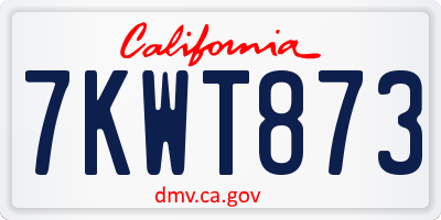 CA license plate 7KWT873
