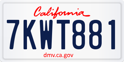 CA license plate 7KWT881