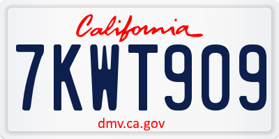 CA license plate 7KWT909