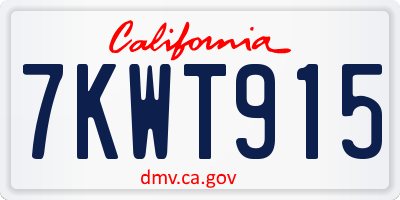 CA license plate 7KWT915