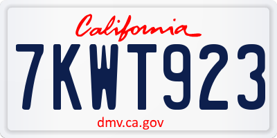 CA license plate 7KWT923