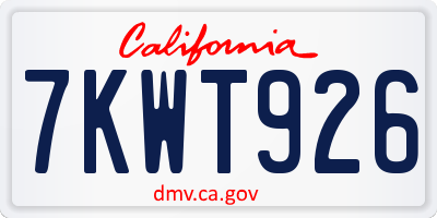 CA license plate 7KWT926