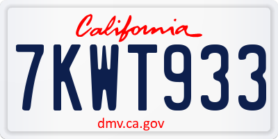 CA license plate 7KWT933