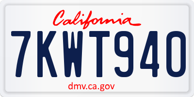 CA license plate 7KWT940
