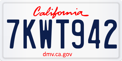 CA license plate 7KWT942