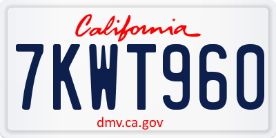 CA license plate 7KWT960