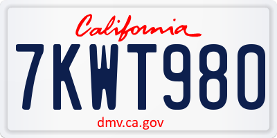 CA license plate 7KWT980