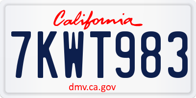 CA license plate 7KWT983