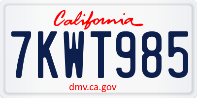 CA license plate 7KWT985