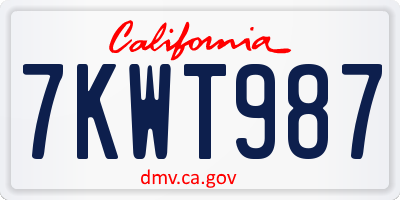 CA license plate 7KWT987