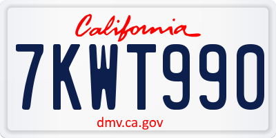 CA license plate 7KWT990
