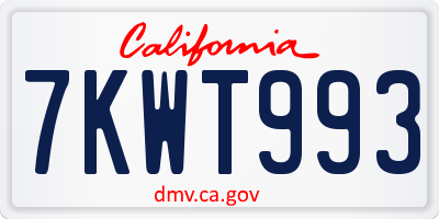 CA license plate 7KWT993