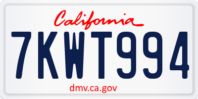 CA license plate 7KWT994
