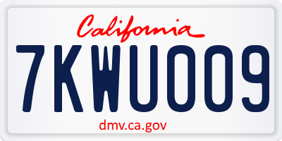 CA license plate 7KWU009