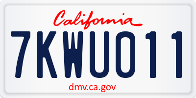 CA license plate 7KWU011