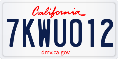CA license plate 7KWU012