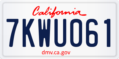 CA license plate 7KWU061