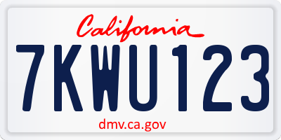 CA license plate 7KWU123