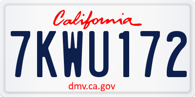 CA license plate 7KWU172