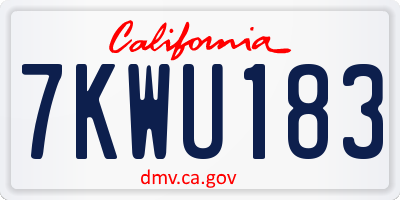 CA license plate 7KWU183