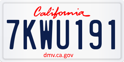 CA license plate 7KWU191