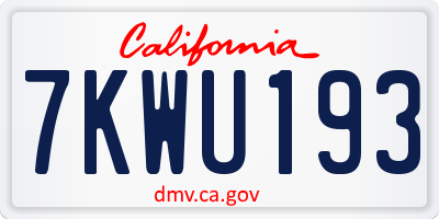 CA license plate 7KWU193