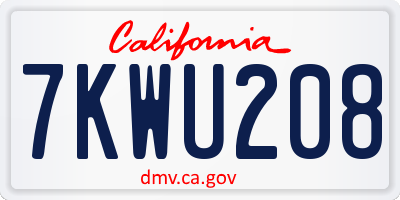 CA license plate 7KWU208