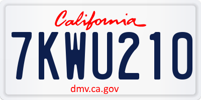 CA license plate 7KWU210