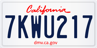 CA license plate 7KWU217