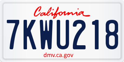 CA license plate 7KWU218