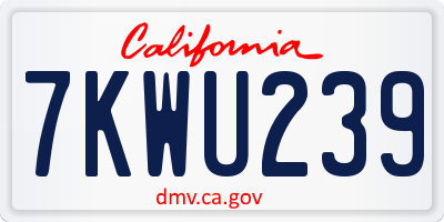 CA license plate 7KWU239