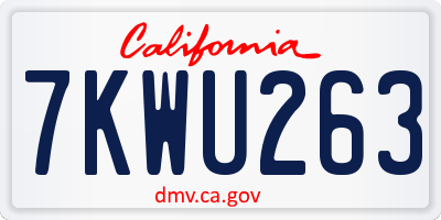CA license plate 7KWU263