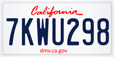CA license plate 7KWU298