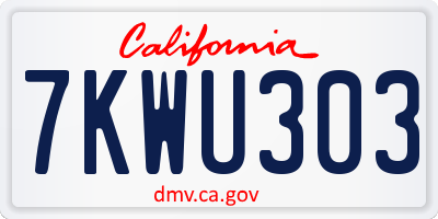 CA license plate 7KWU303