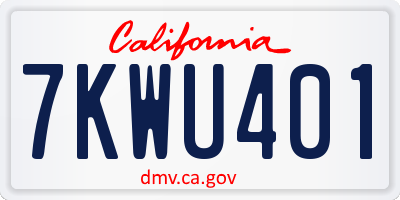 CA license plate 7KWU401