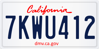 CA license plate 7KWU412