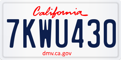 CA license plate 7KWU430