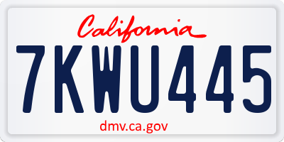 CA license plate 7KWU445
