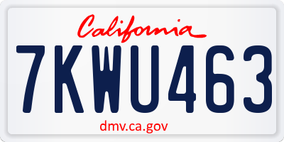 CA license plate 7KWU463