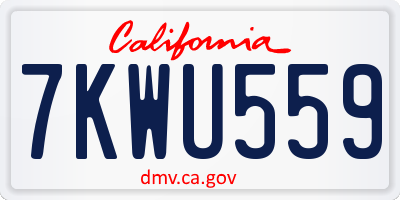 CA license plate 7KWU559