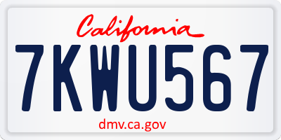 CA license plate 7KWU567