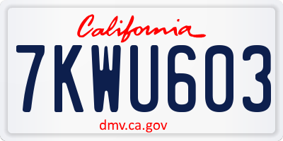 CA license plate 7KWU603