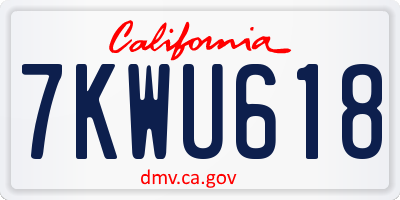 CA license plate 7KWU618