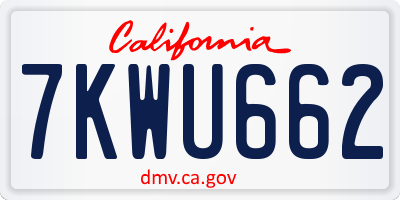 CA license plate 7KWU662