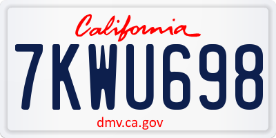 CA license plate 7KWU698