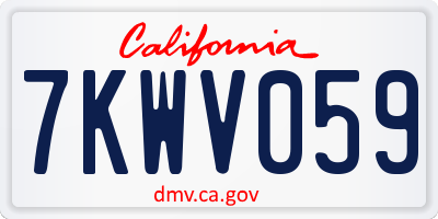 CA license plate 7KWV059