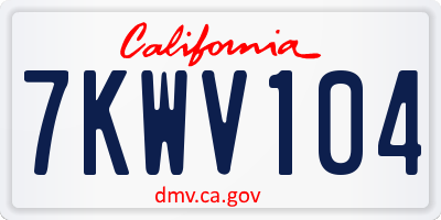 CA license plate 7KWV104