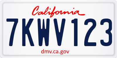 CA license plate 7KWV123