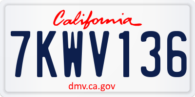 CA license plate 7KWV136